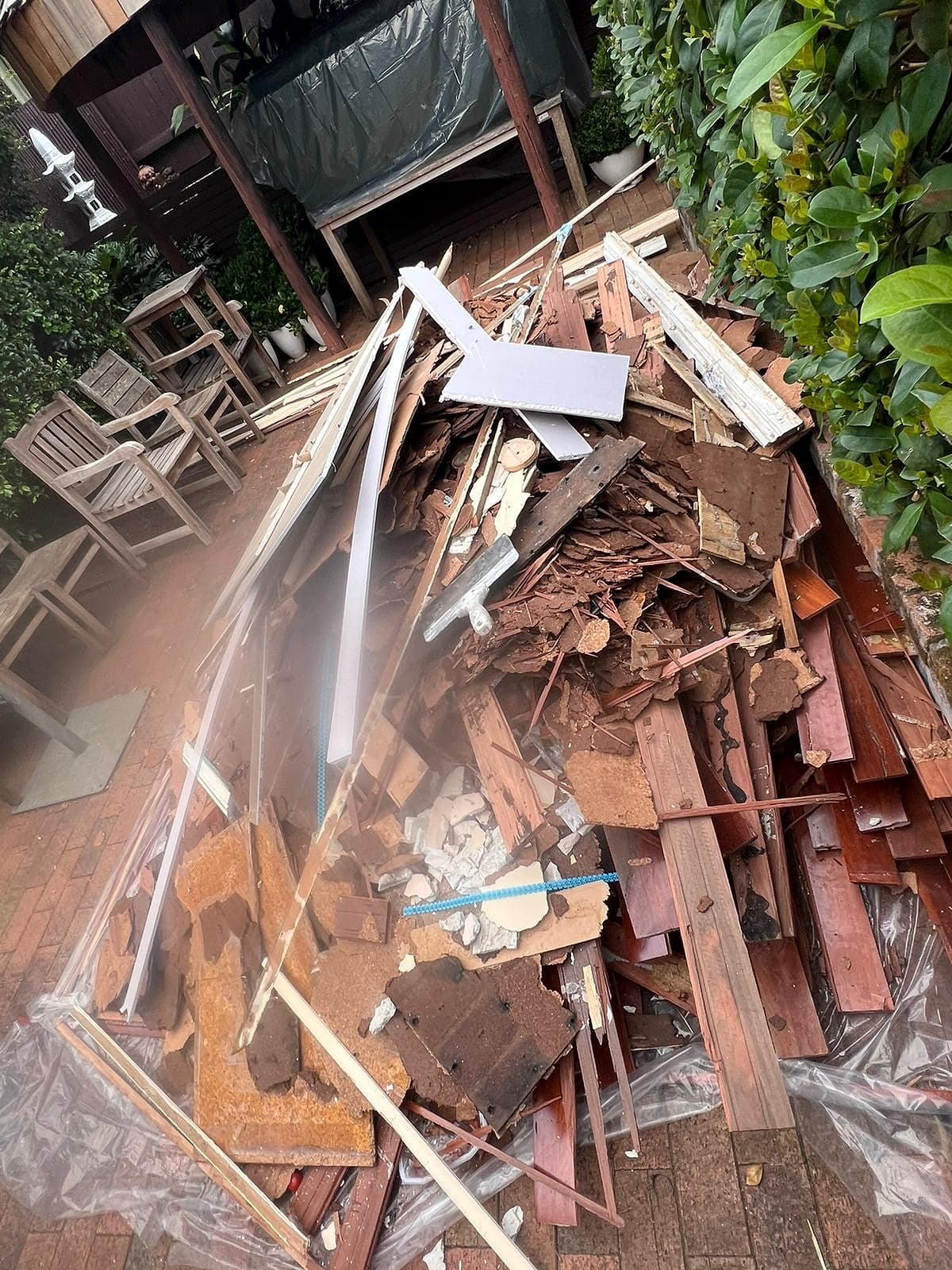 Pergola & Decking Stripout — before